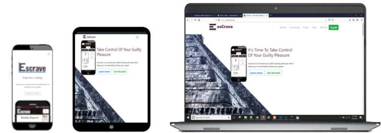 Escrave.com responsive site preview - across device sizes