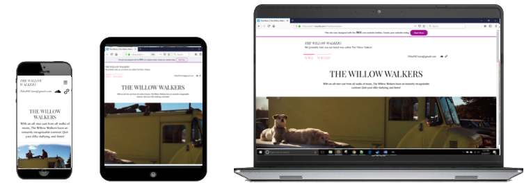Willow walkers wix page responsive site preview - across device sizes