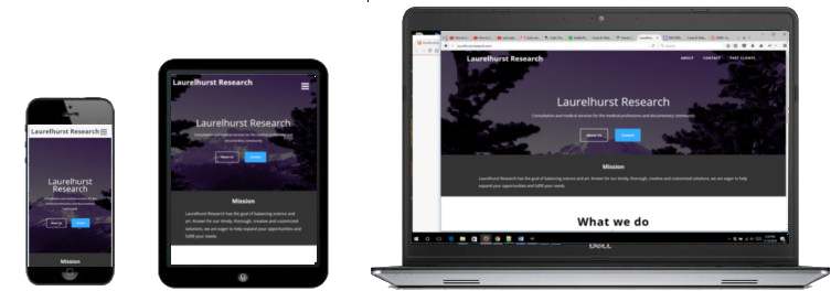 laurelhurstresearch.com responsive site preview - across device sizes
